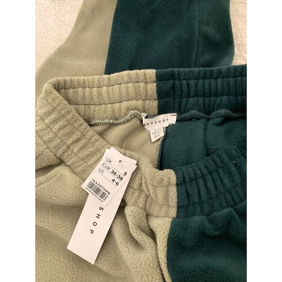 Topshop Colorblock Fleece Joggers Sweat Pants Sz 4-6 Two-Tone Green NWT - Picture 5 of 7